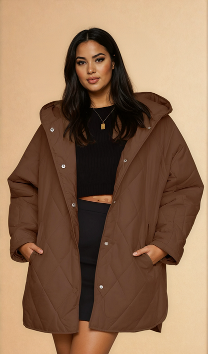 Missklara Diamant-Steppjacke mit Kapuze Braun