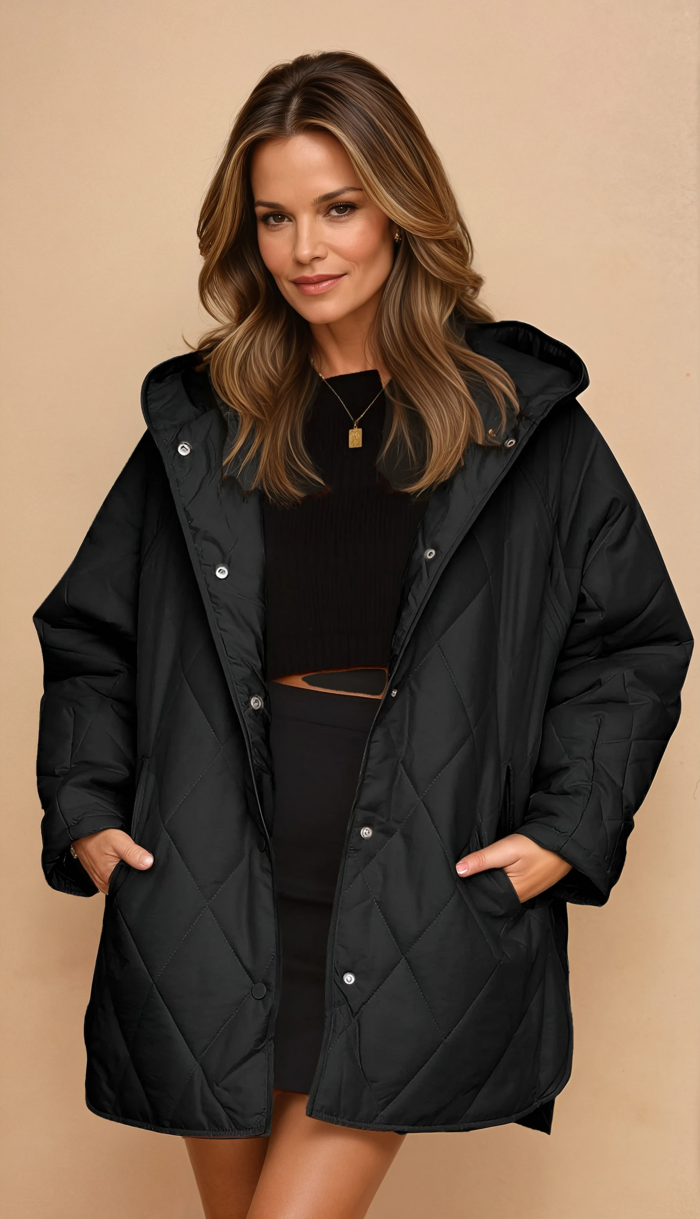 Missklara Diamant-Steppjacke mit Kapuze