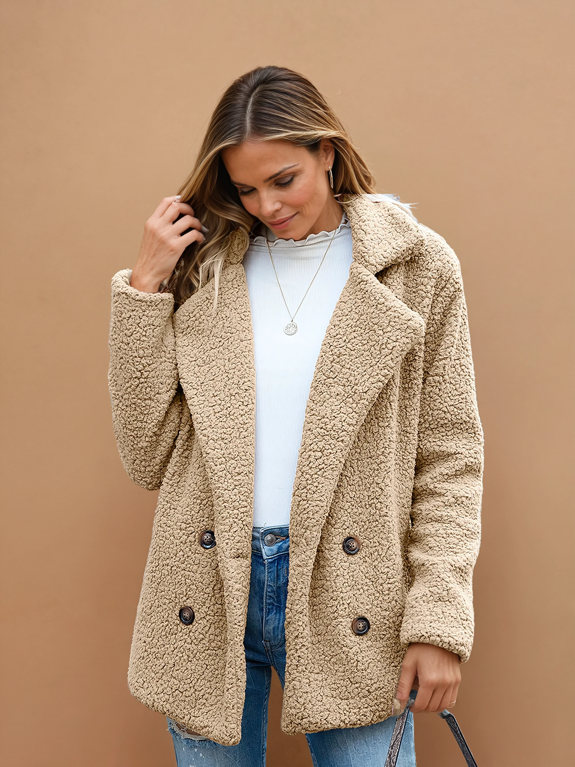 Missklara Flauschige Oversize-Capejacke