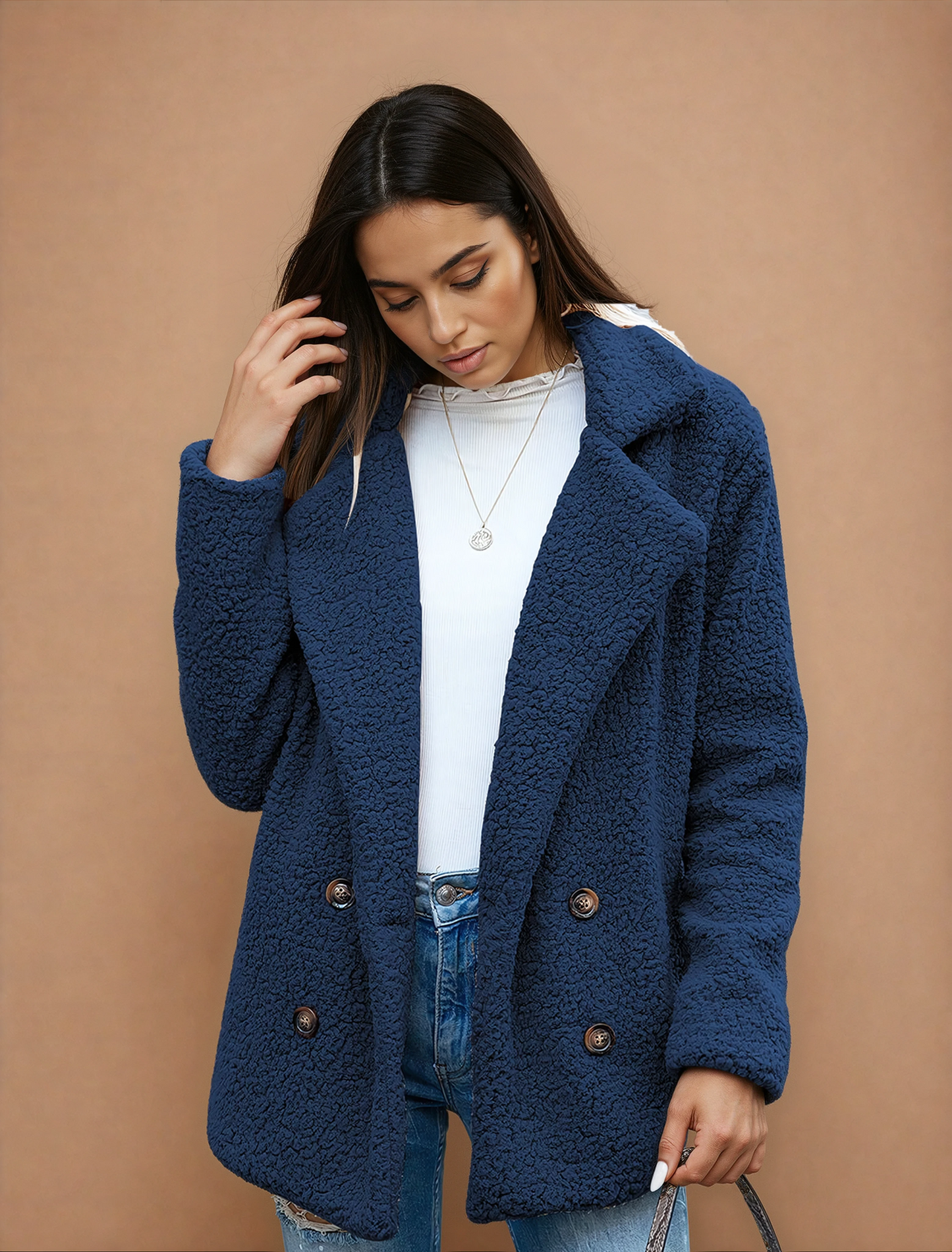 Missklara Flauschige Oversize-Capejacke