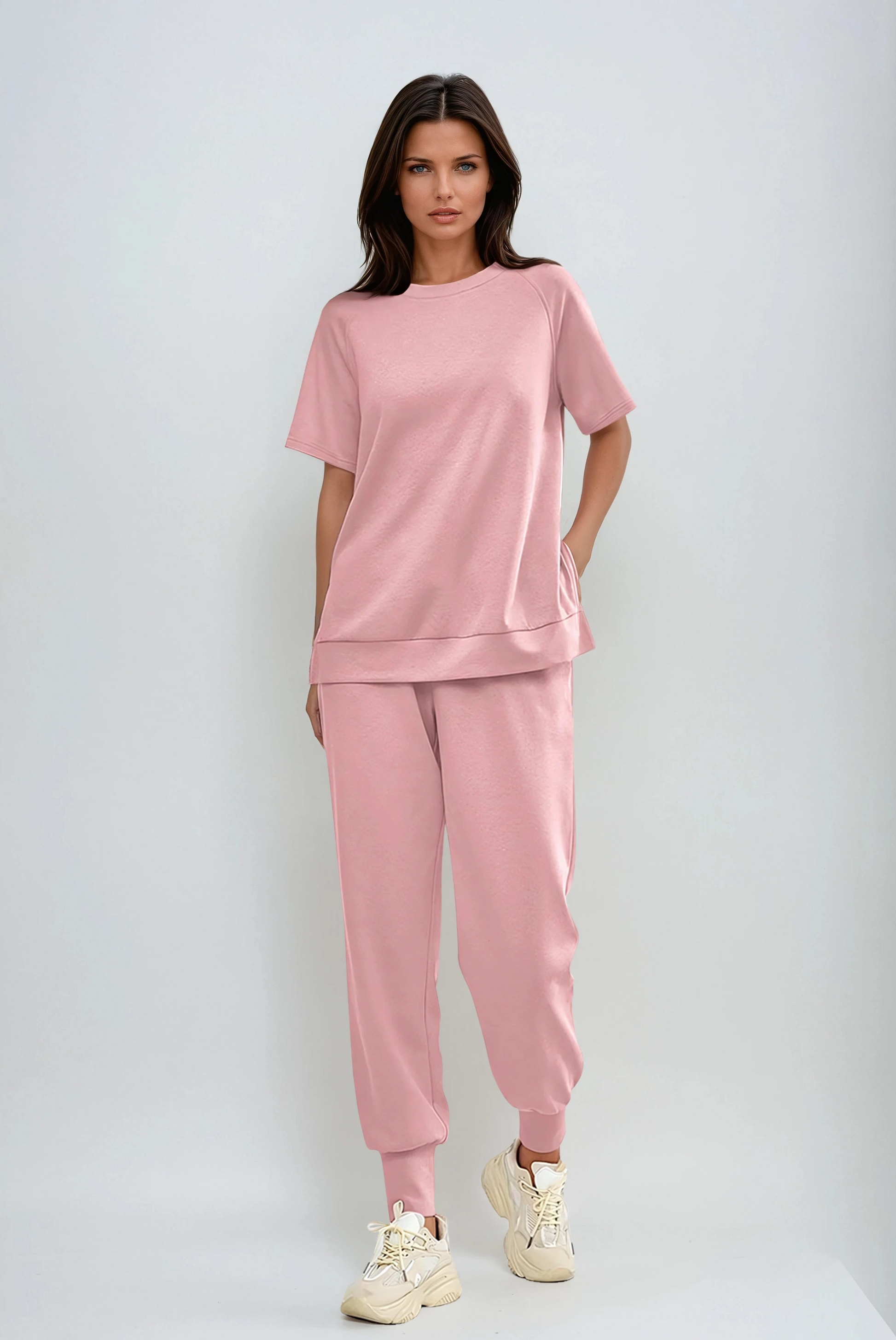 2-teiliges Lounge-Set aus Pullover und Hose mit Reißverschlussschlitzen