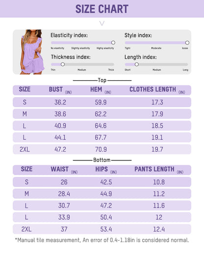 Missklara 2-teiliges weiches Pyjama-Set mit Rüschen-Tanktop und Shorts