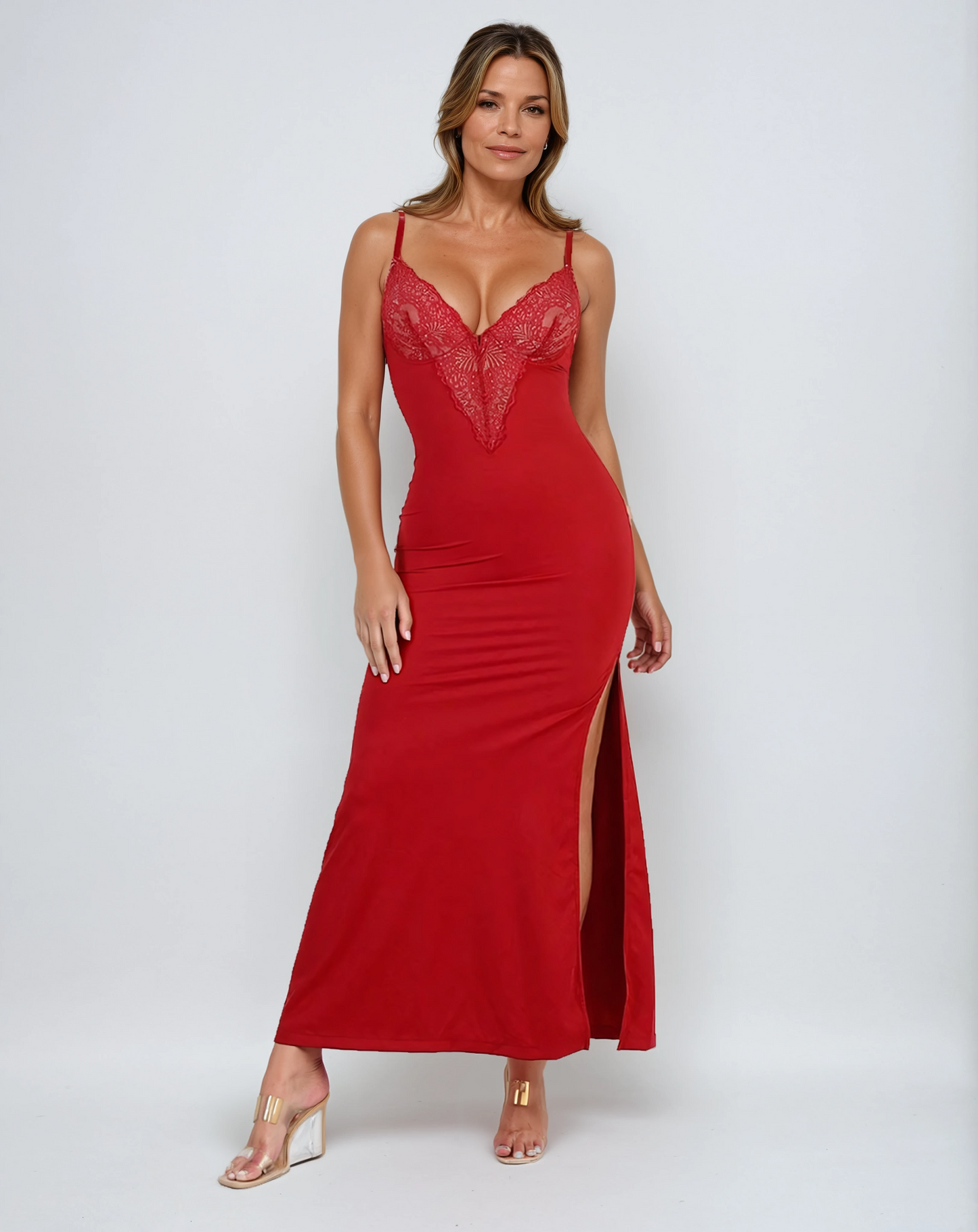 Missklara Diepe-V Maxikleid Rood