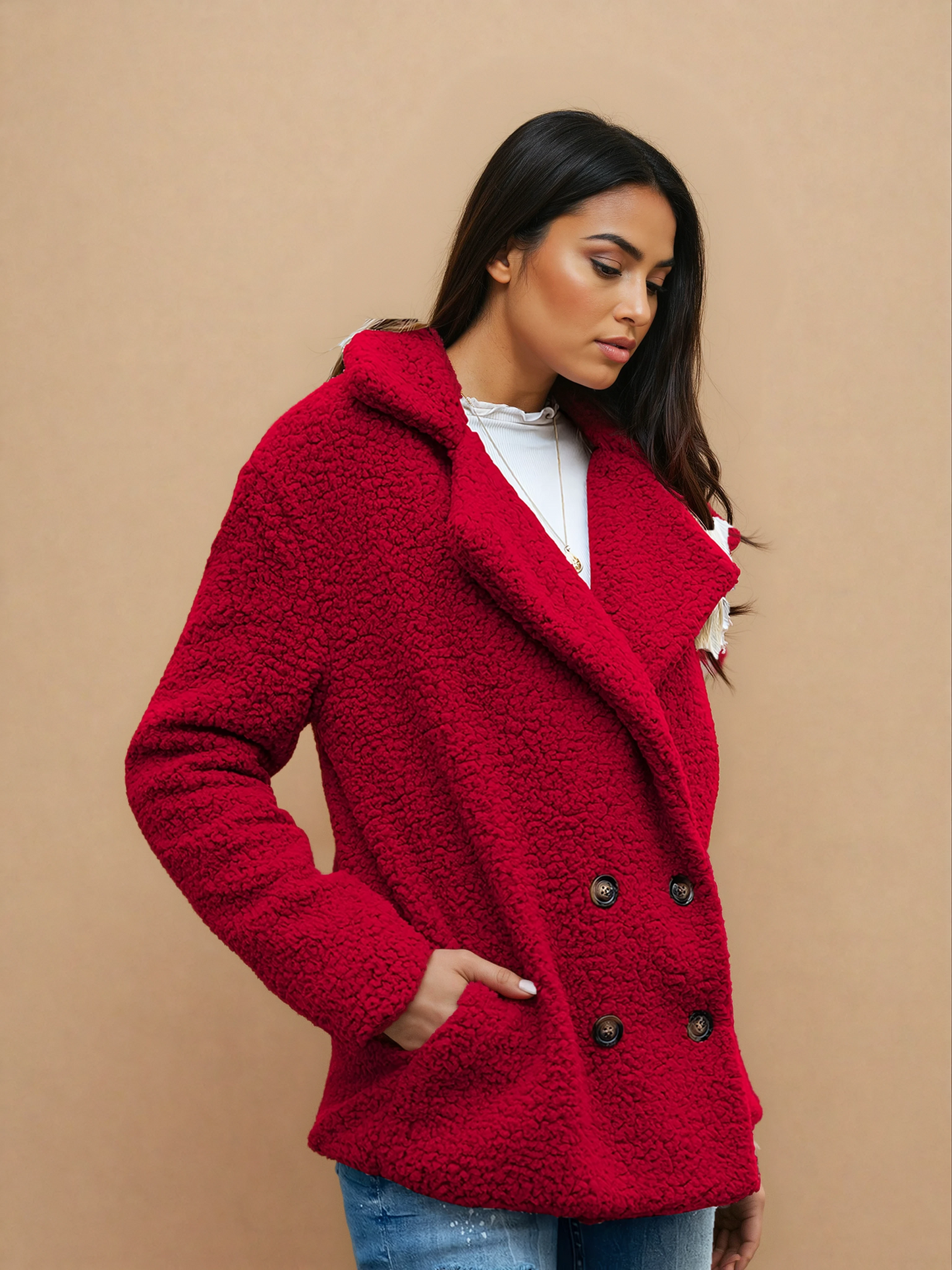 Missklara Flauschige Oversize-Capejacke Marineblau