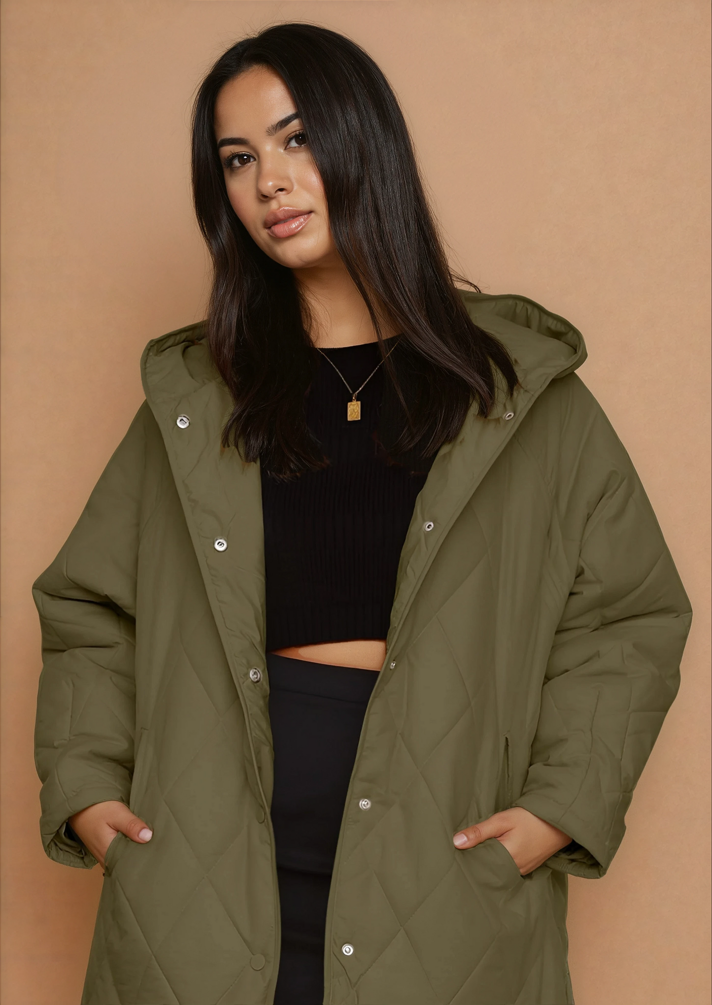 Missklara Diamant-Steppjacke mit Kapuze