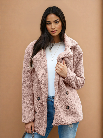 Missklara Flauschige Oversize-Capejacke Rose