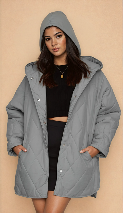 Missklara Diamant-Steppjacke mit Kapuze Grau