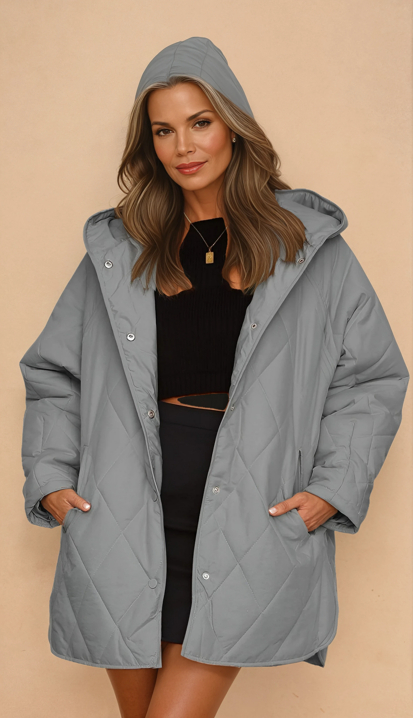 Missklara Diamant-Steppjacke mit Kapuze