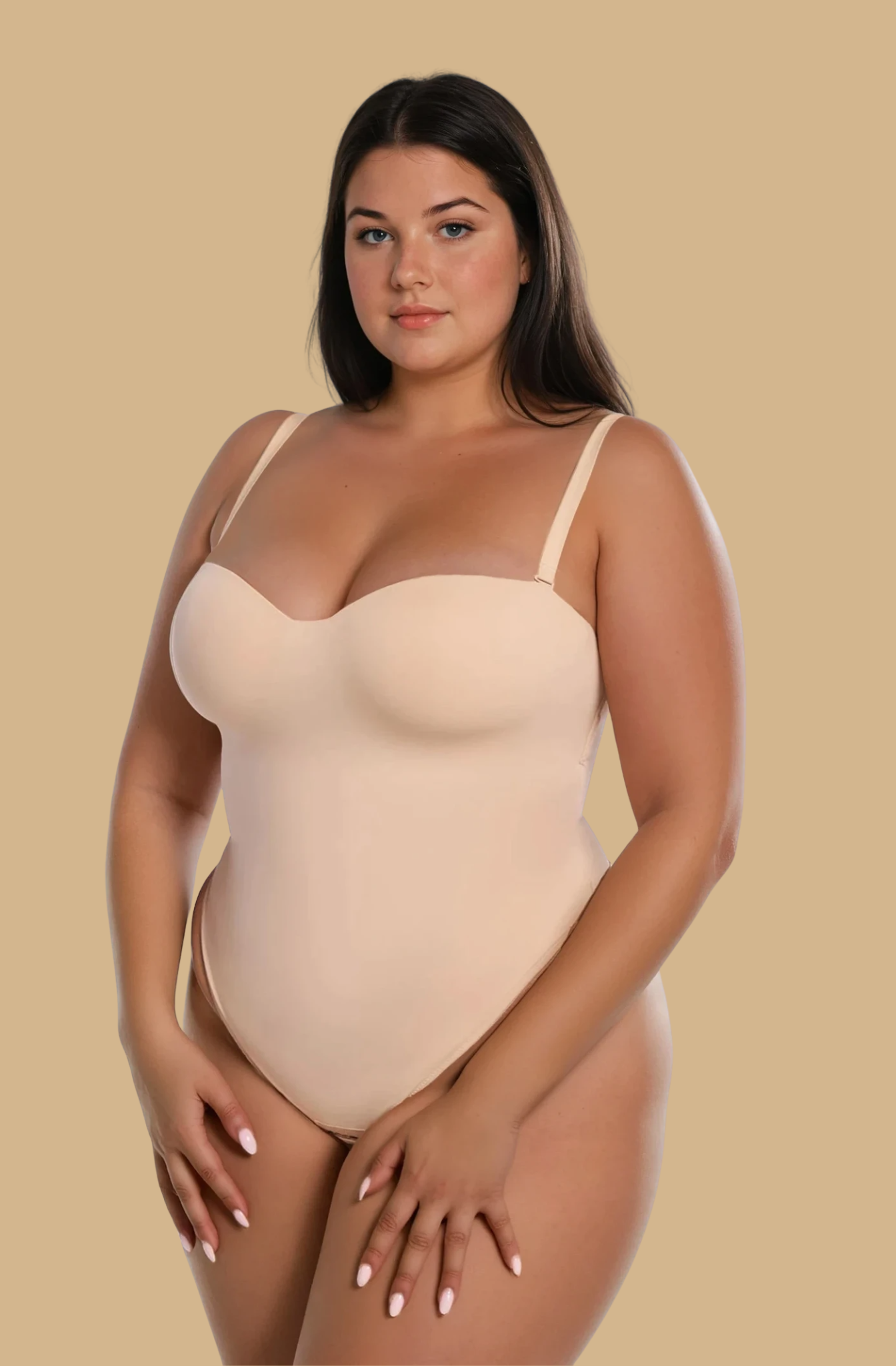 MissKlara BraSculpt Trägerloser Bodysuit String Beige