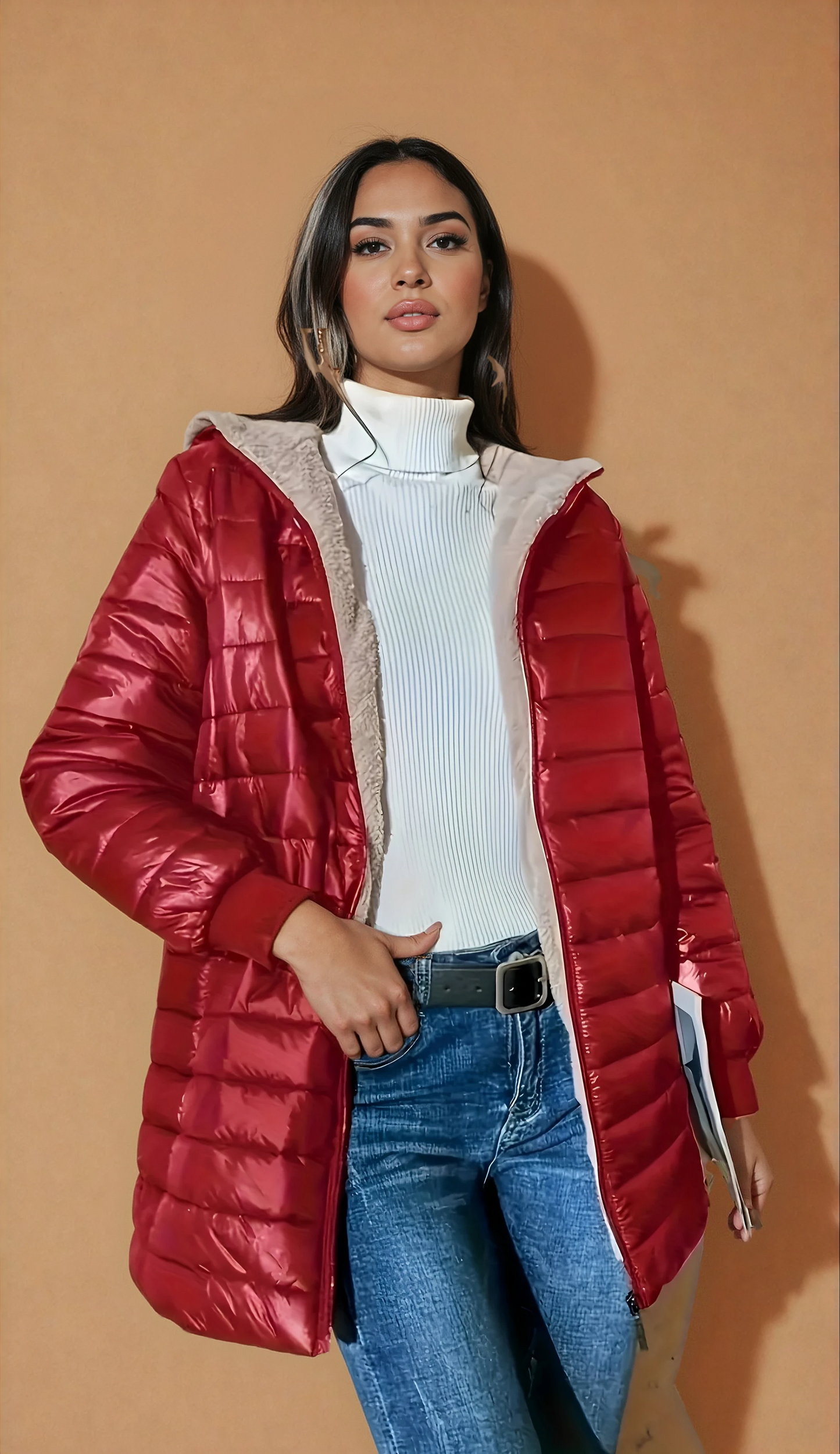 Missklara Kuschelige Winterjacke Rot