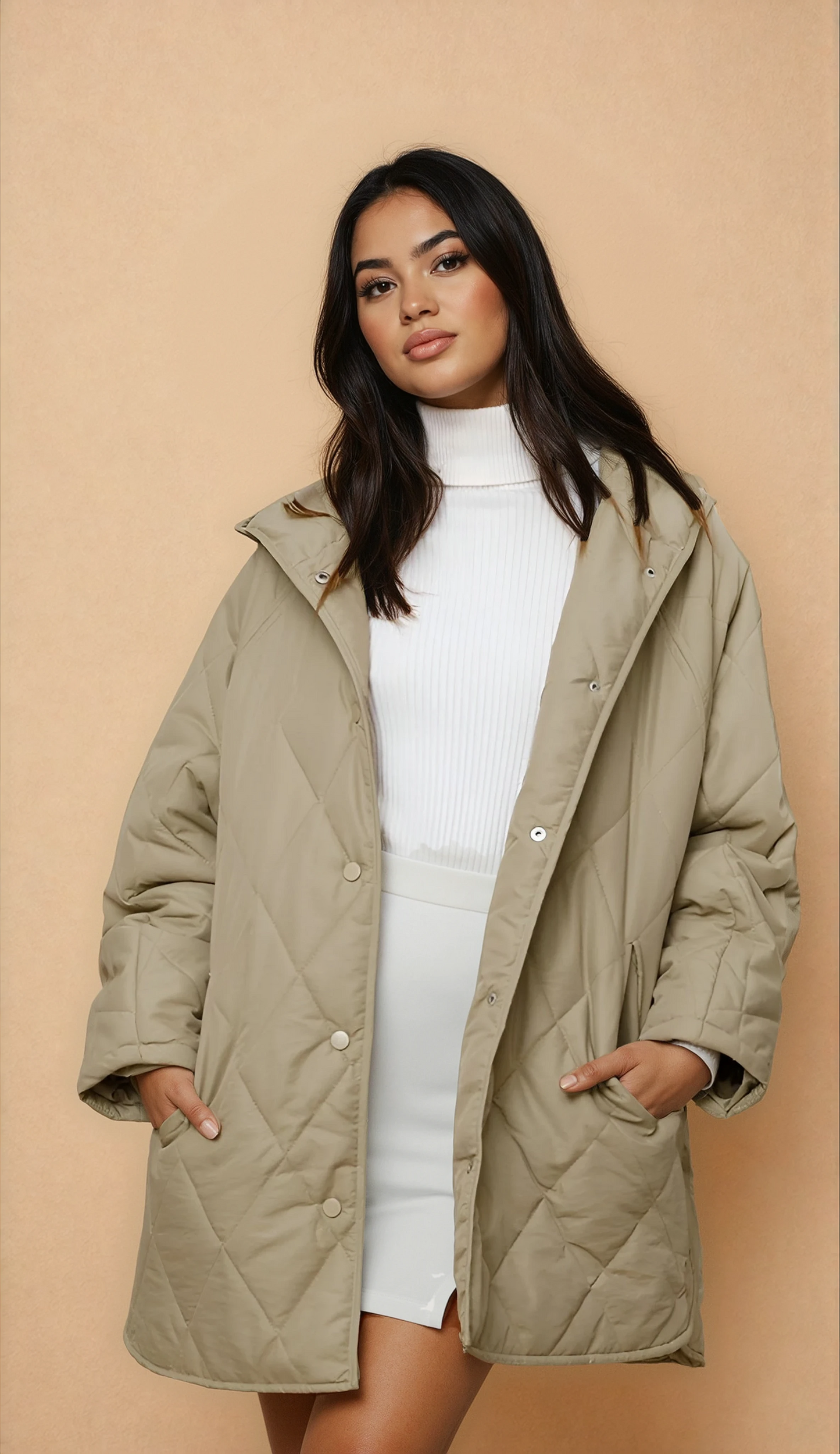 Missklara Diamant-Steppjacke mit Kapuze Hellgrün