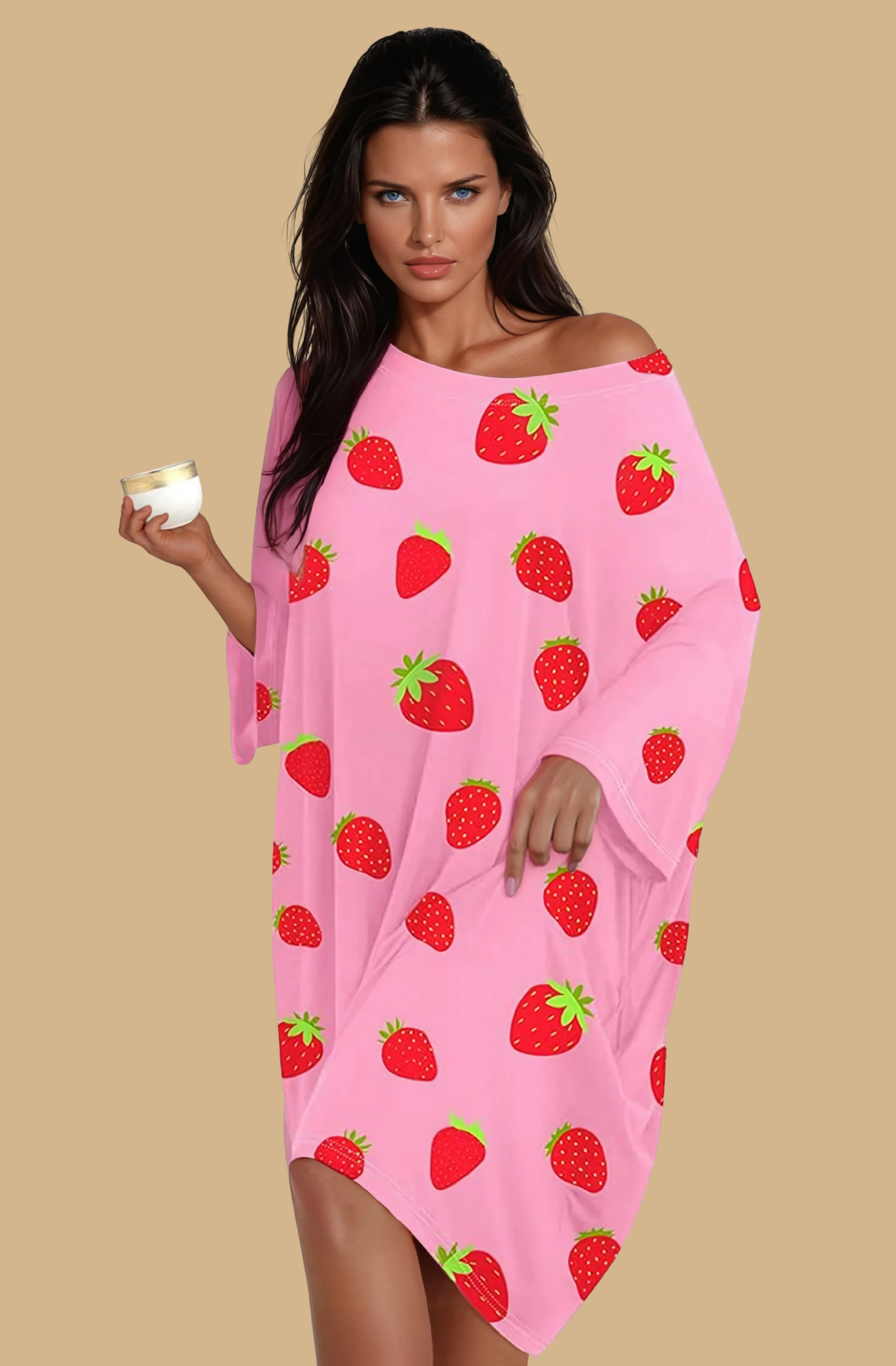 Missklara Plus-Size Oversized Nachtshirt mit Taschen