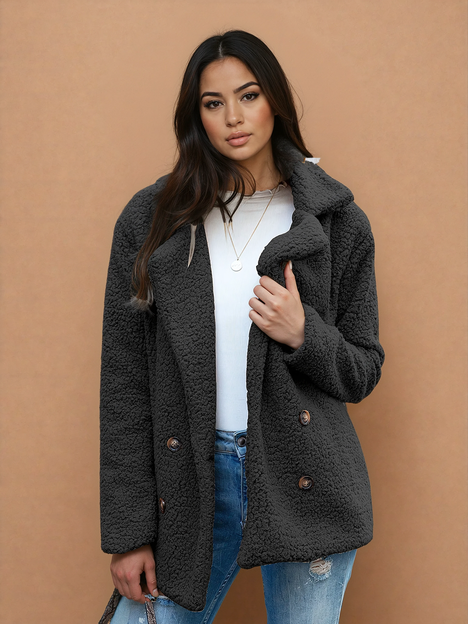 Missklara Flauschige Oversize-Capejacke