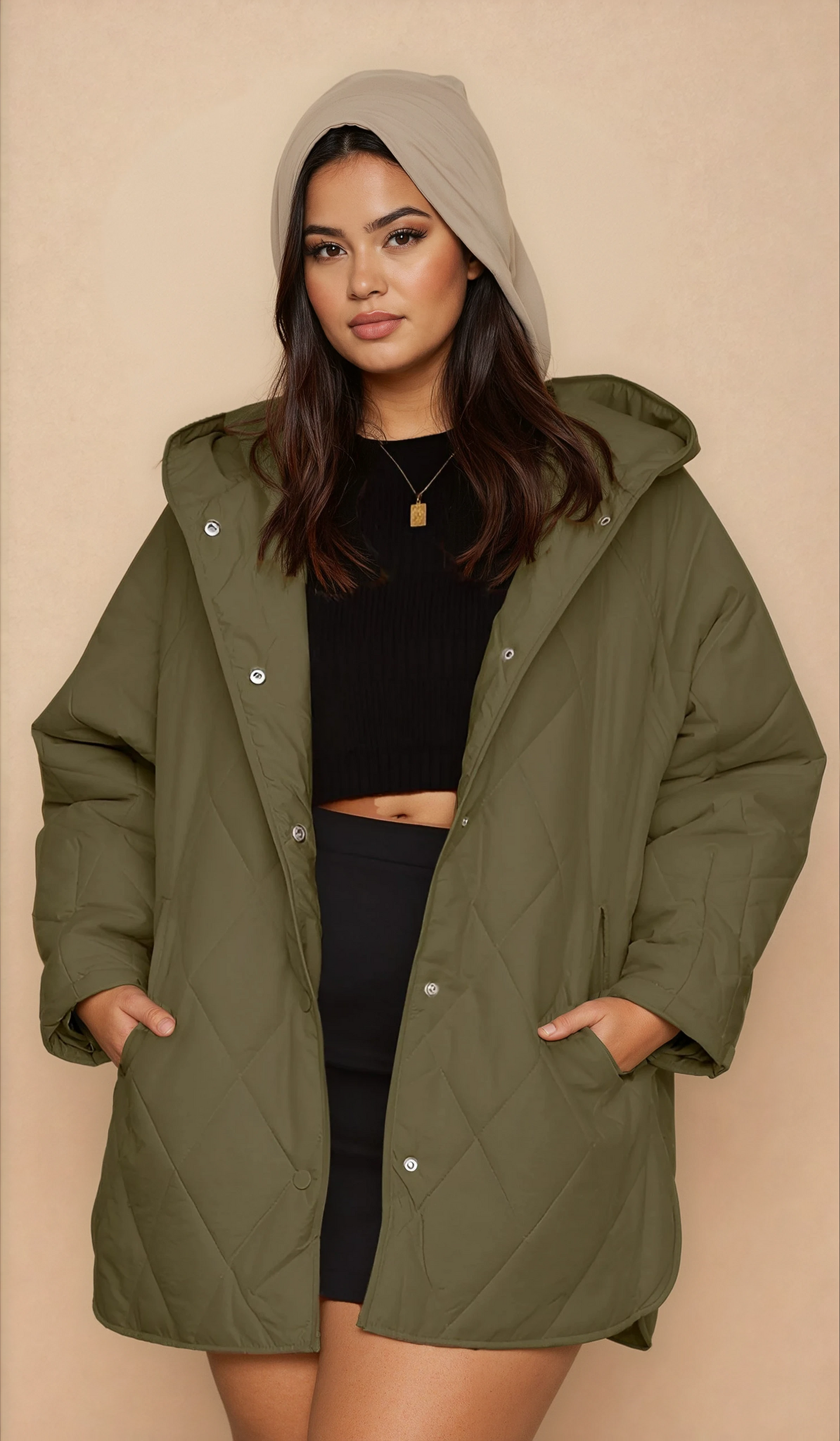 Missklara Diamant-Steppjacke mit Kapuze