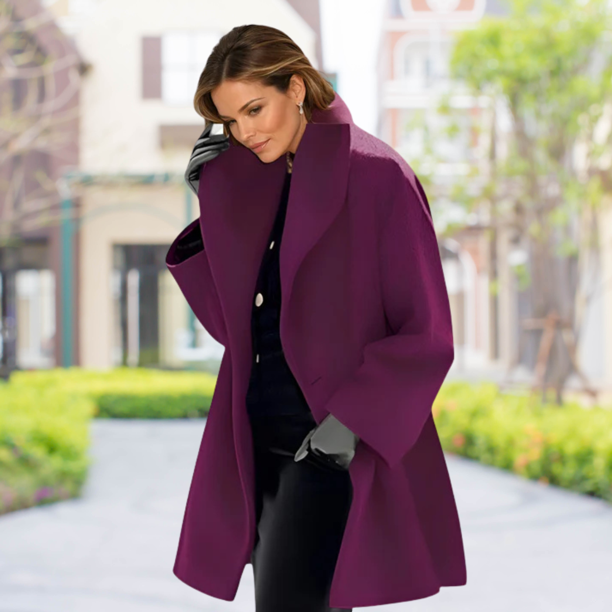 Missklara Winddichte Wolljacke Violett