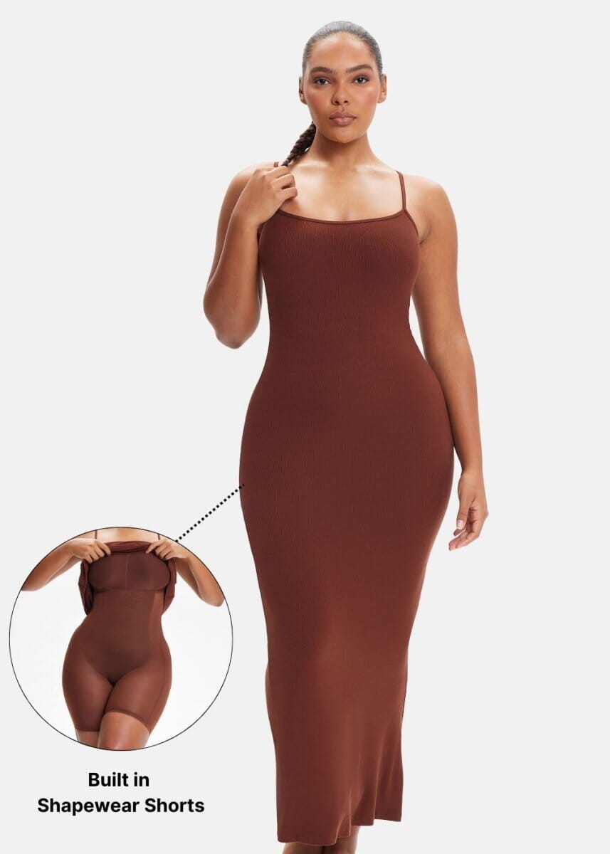 SecretSculpt Spaghetti-Träger-Midi-Kleid