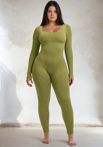 SnatchedKnit Langarm-Jumpsuit Green