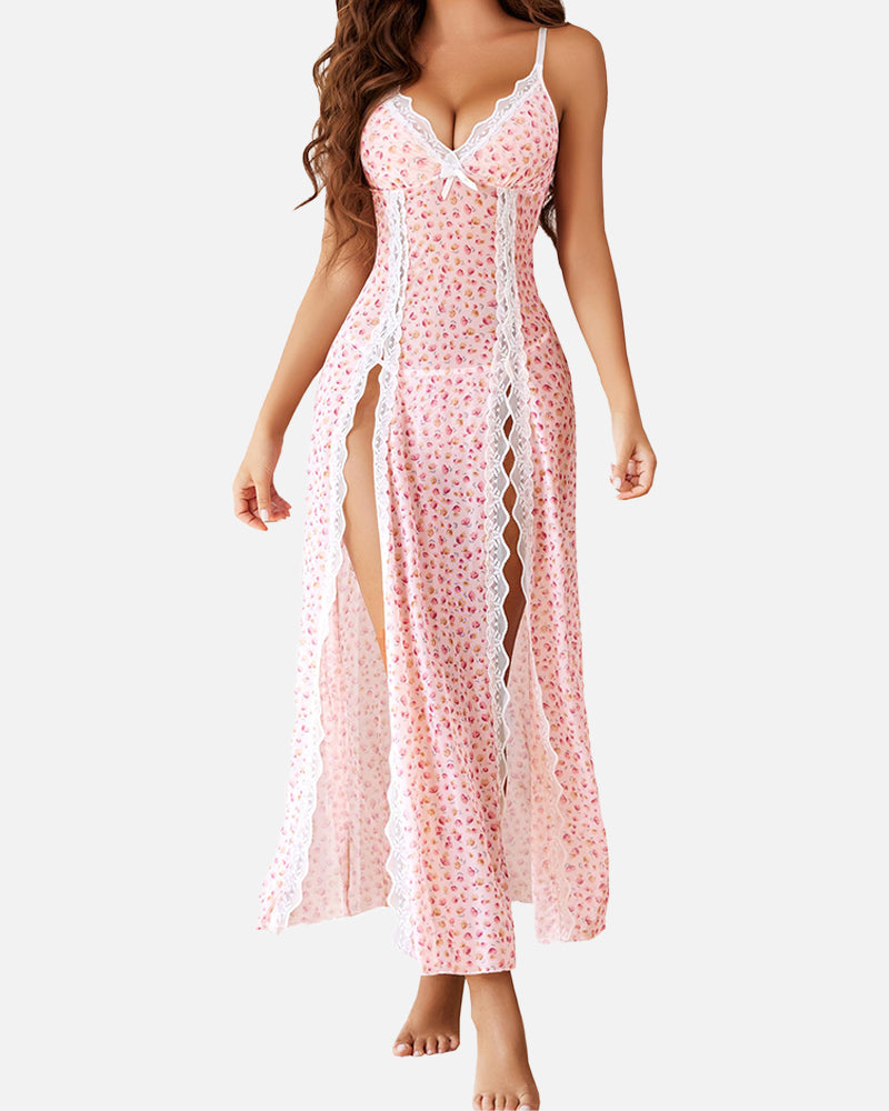 MissKlara Sexy Mesh V-Hals Lace Nachthemd