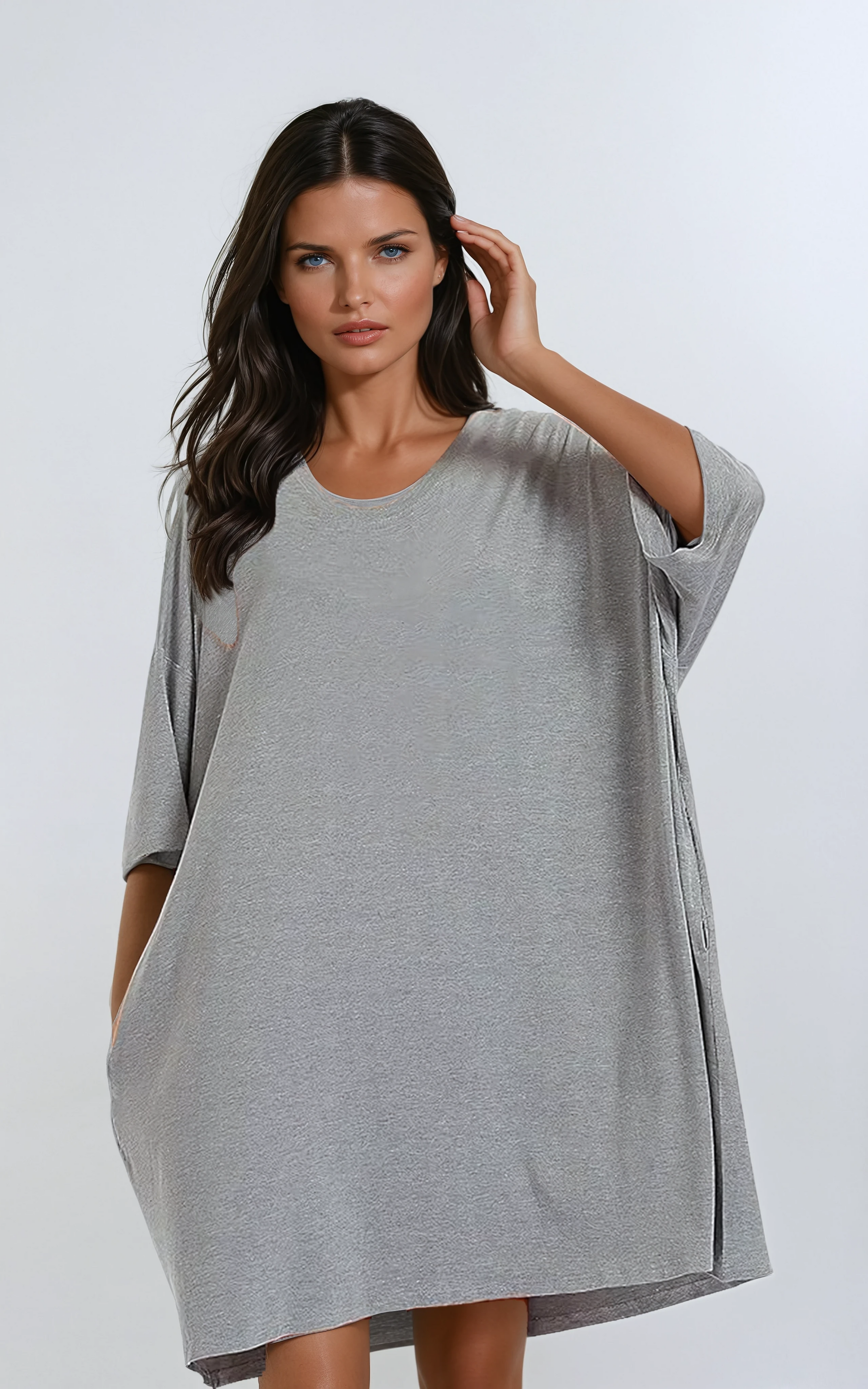 Missklara Plus-Size Oversized Nachtshirt mit Taschen