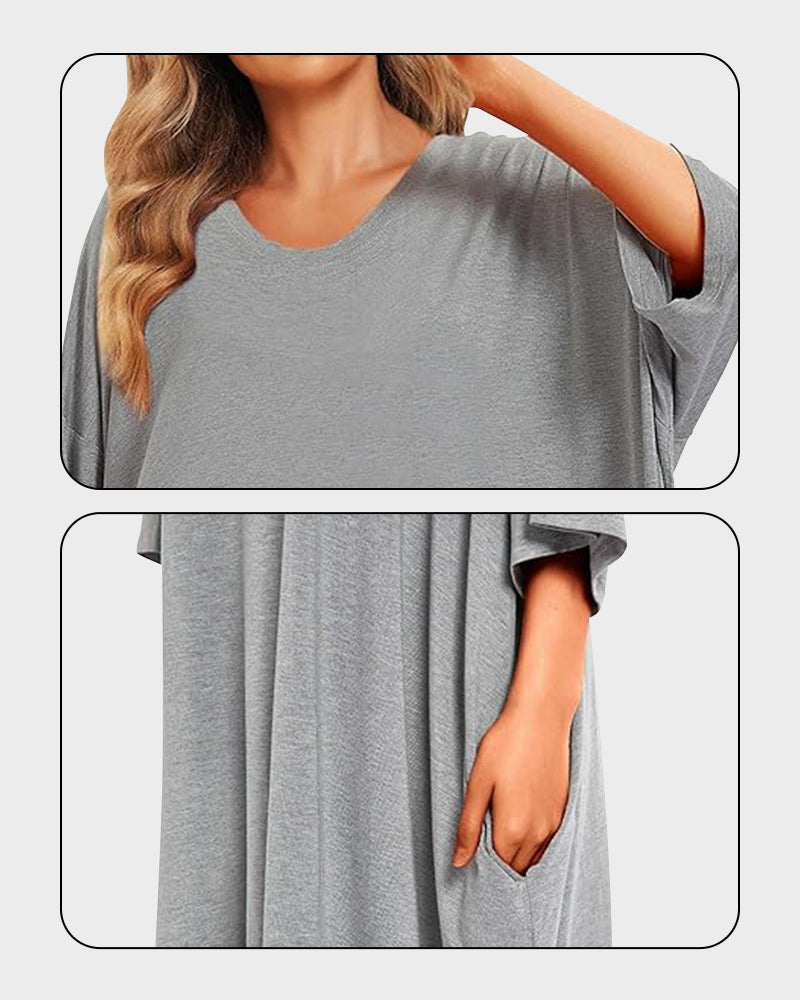 Missklara Plus-Size Oversized Nachtshirt mit Taschen