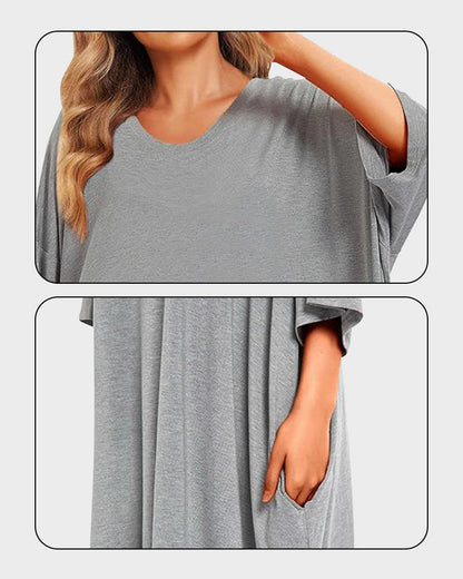 Missklara Plus-Size Oversized Nachtshirt mit Taschen