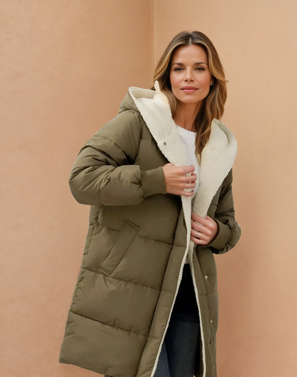 Missklara Damen-Winterjacke mit Fleecefutter Armeegrün