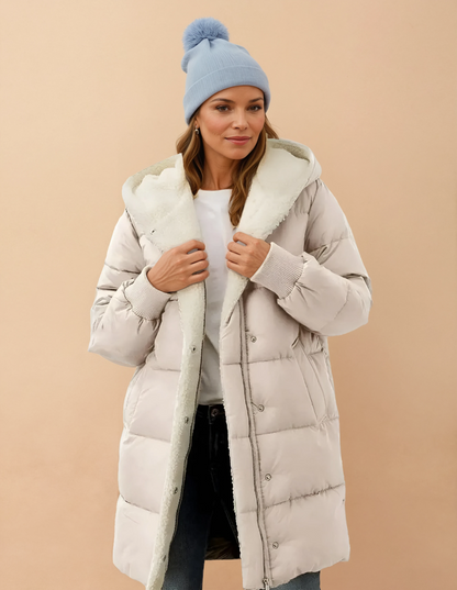 Missklara Damen-Winterjacke mit Fleecefutter Aprikose