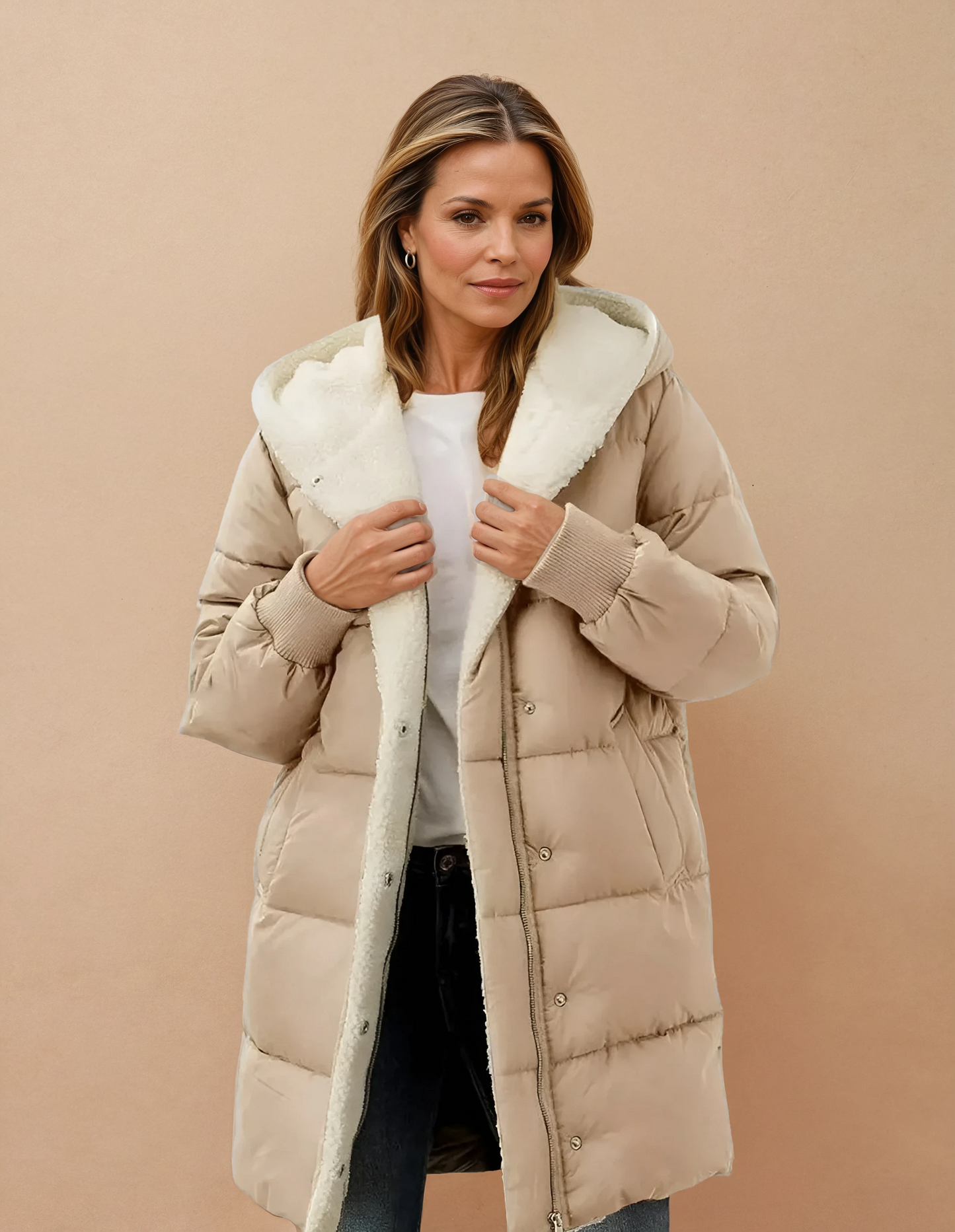 Missklara Damen-Winterjacke mit Fleecefutter Kaki