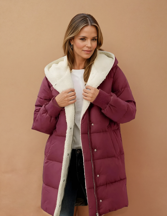 Missklara Damen-Winterjacke mit Fleecefutter Bordeaux