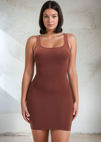 SnatchedKnit Tank-Minikleid Brown