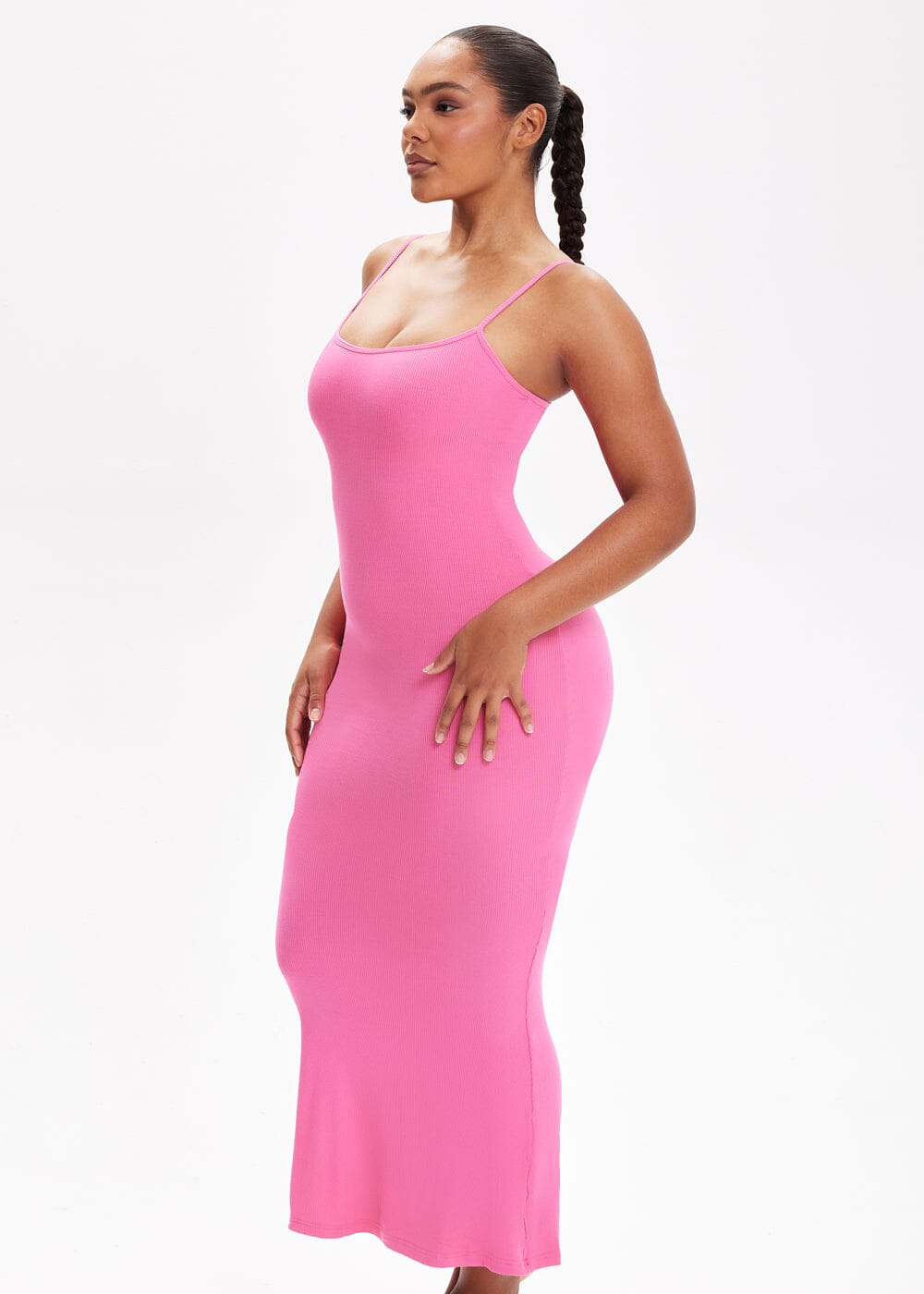 SecretSculpt Spaghetti-Träger-Midi-Kleid