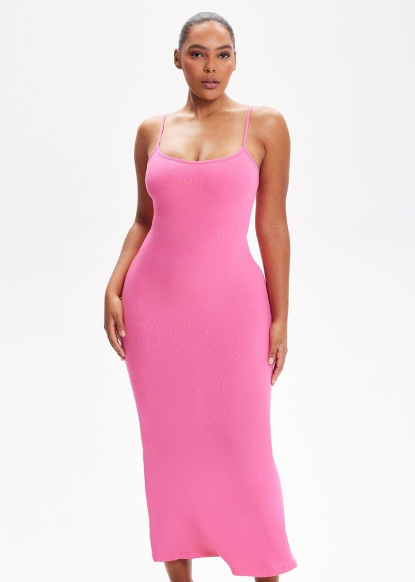 SecretSculpt Spaghetti-Träger-Midi-Kleid Pink