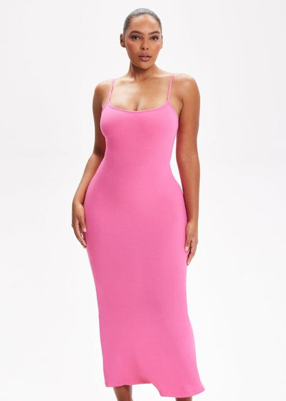 SecretSculpt Spaghetti-Träger-Midi-Kleid Pink