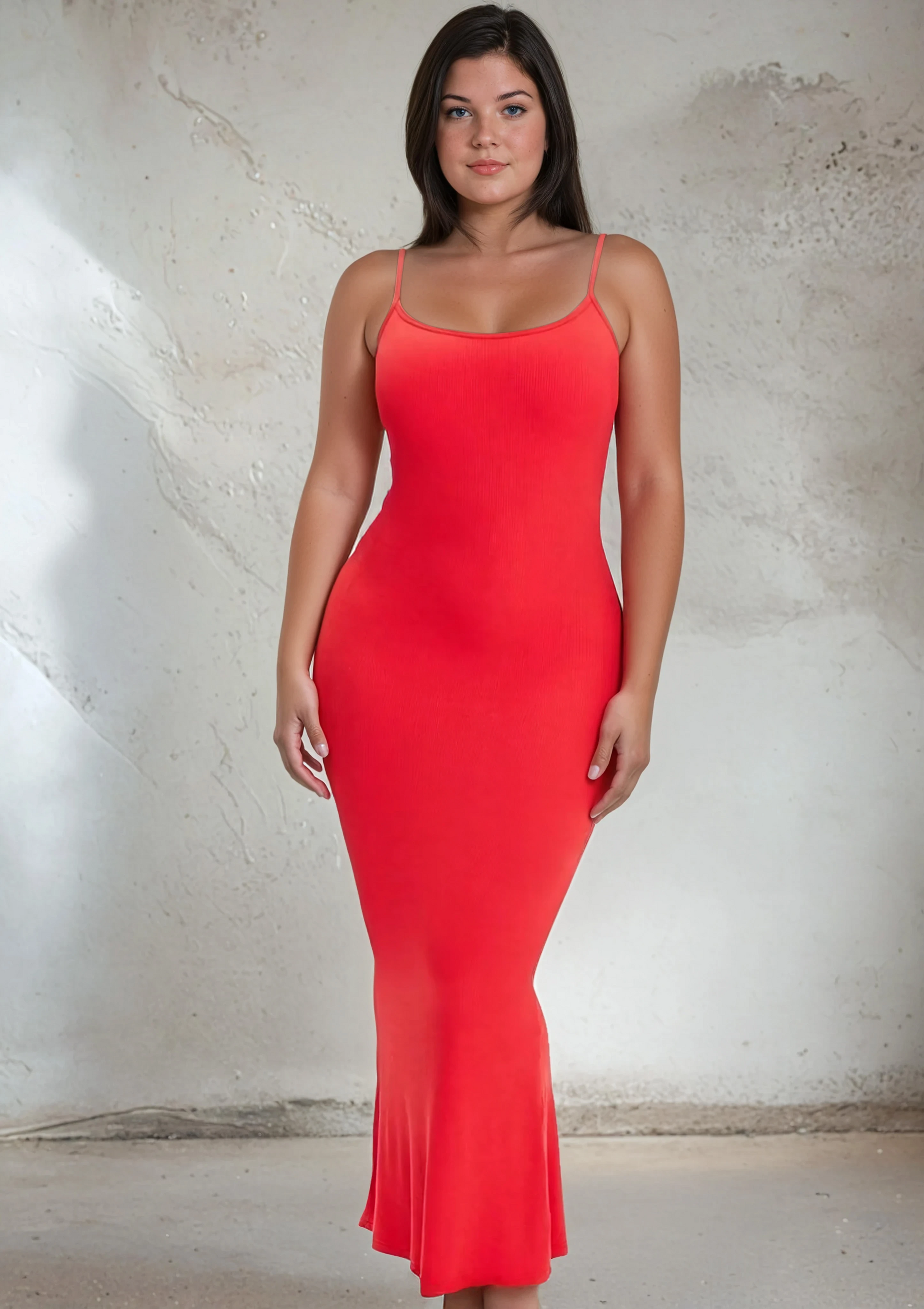 SecretSculpt Spaghetti-Träger-Midi-Kleid