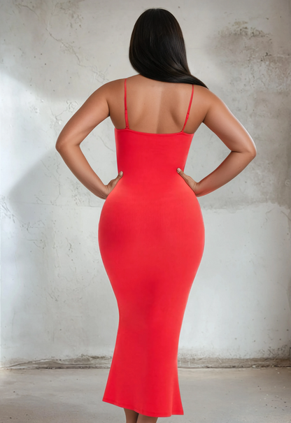 SecretSculpt Spaghetti-Träger-Midi-Kleid