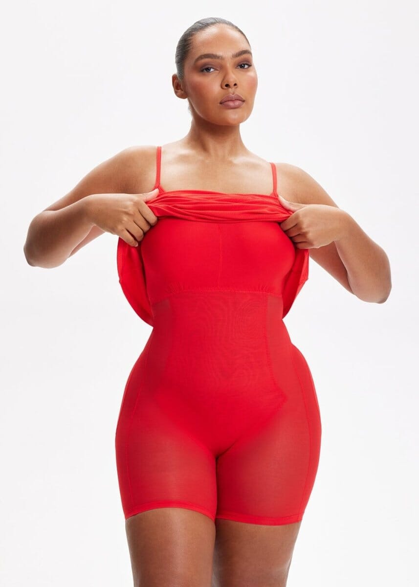 SecretSculpt Spaghetti-Träger-Midi-Kleid