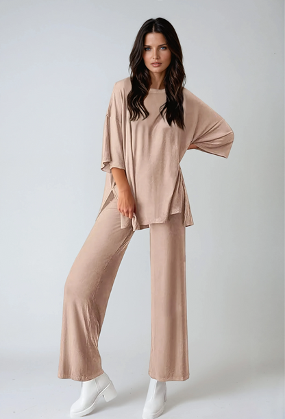 Missklara Lounge-Set mit weitem Bein und Schlitz Khaki