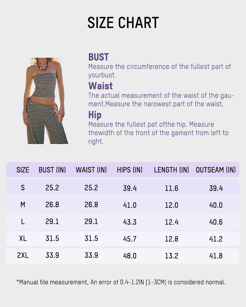 Missklara Gestreepte Tube Top & Wide-Leg Set