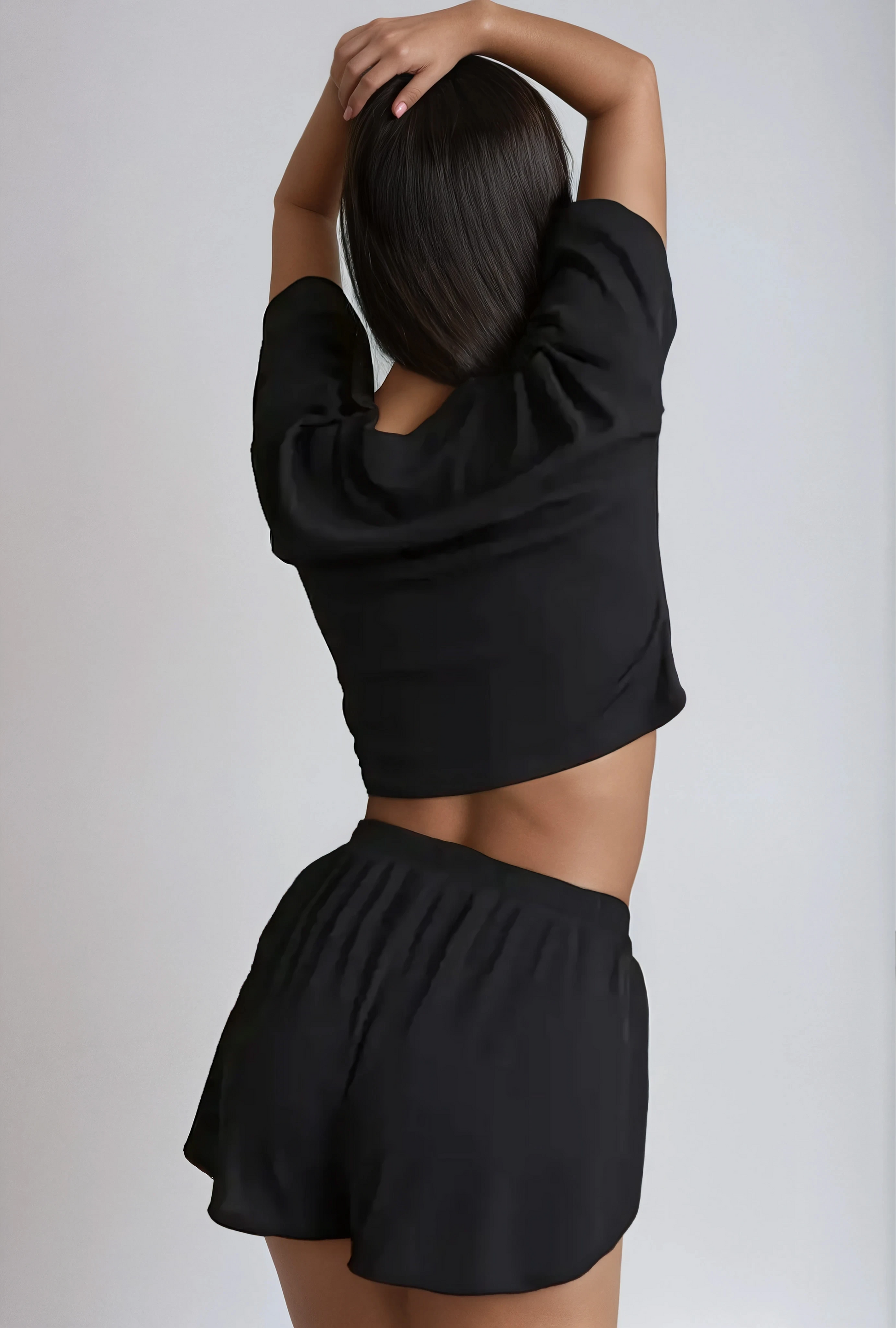 Missklara Gestreiftes zweiteiliges Pyjama-Set mit T-Shirt und Split-Shorts