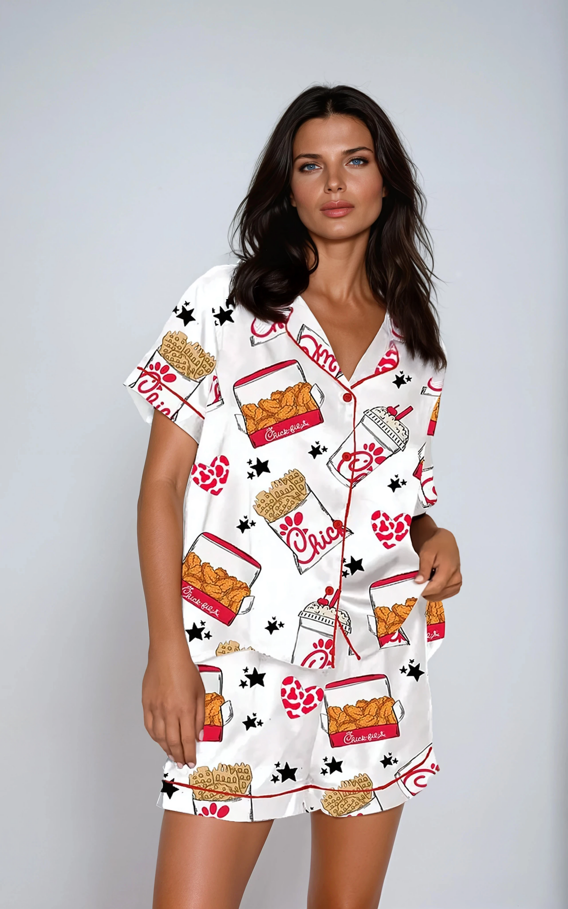 MissKlara Huhn Print Satin-Set