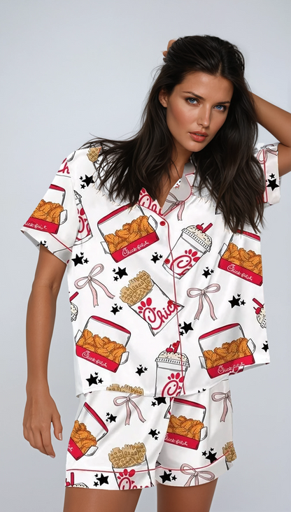 MissKlara Huhn Print Satin-Set