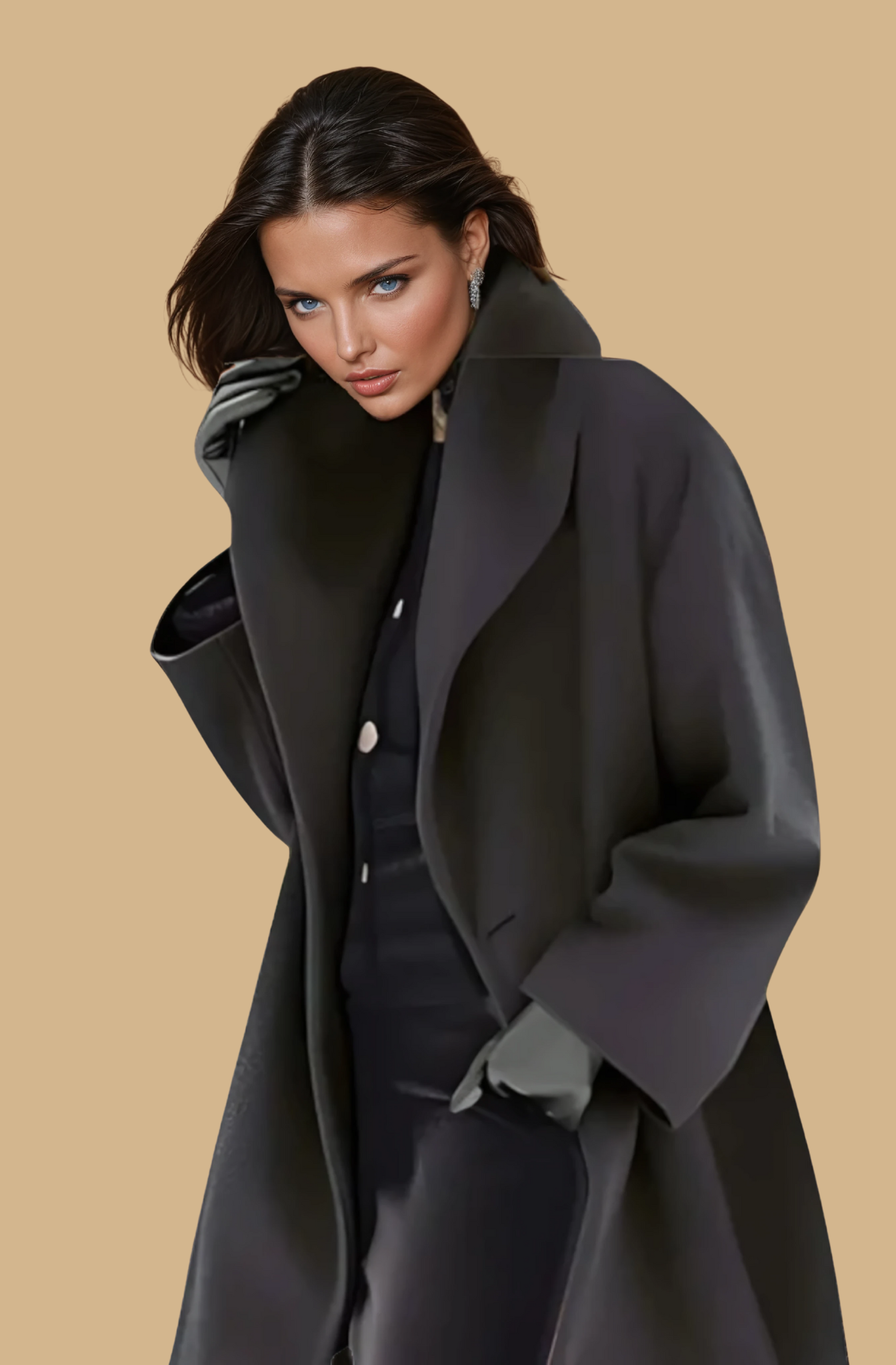 Missklara Winddichte Wolljacke Schwarz