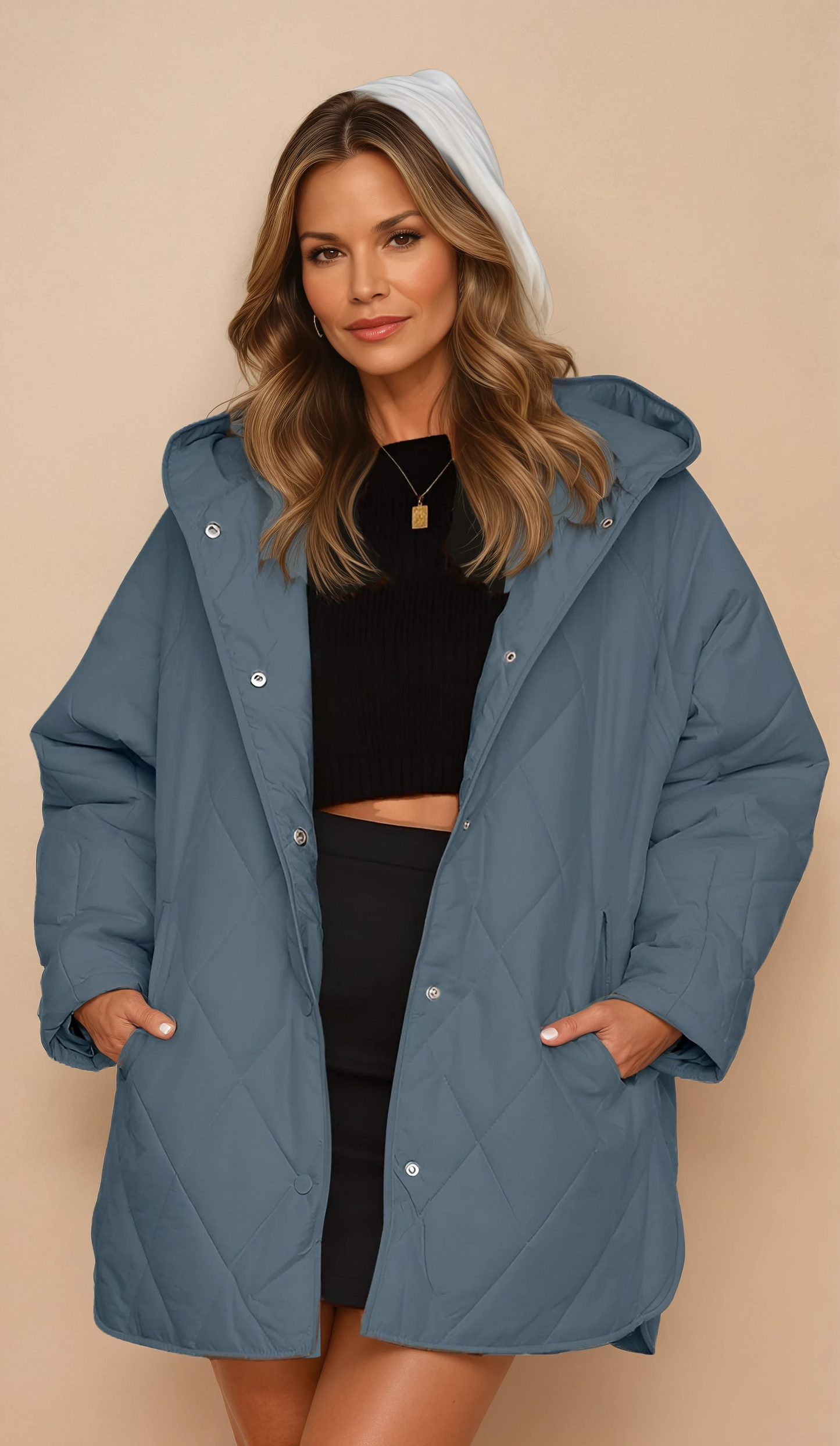 Missklara Diamant-Steppjacke mit Kapuze