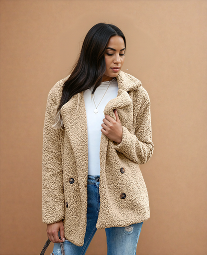 Missklara Flauschige Oversize-Capejacke Khaki